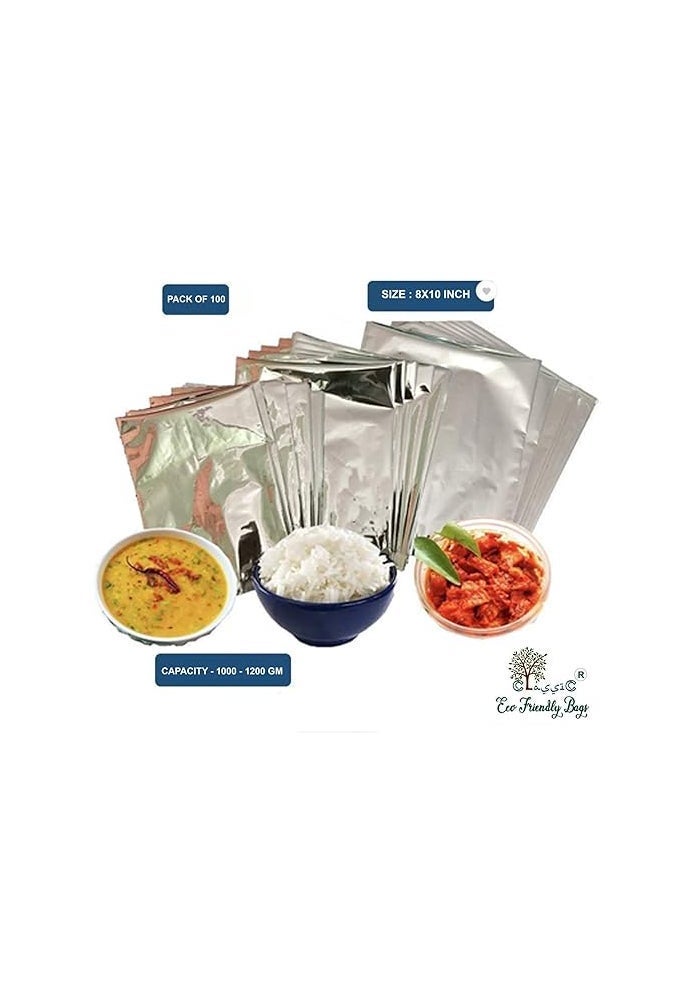 NAVNATH ENTERPRESS Aluminium Silver Foil Pouches For Food Packaging - Pack Of 100 - Image 1